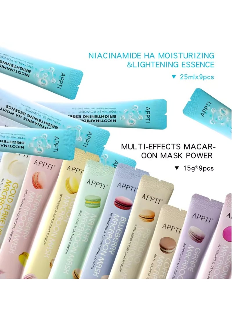 APPTI - Macaroon Mask Multi Effects Mask Powder Peel Off Multiple Flavors Macaroon Mask for Face Care Home DIY Spa Ordinary Collagen Face Mask with HA and Niacinamide Moisturizing Face Mask Jelly Face Mask - Image 1