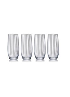 Crystalex Crystalex Highball Tumbler Glass Waterfall 350ml, Crystalline (Pack of 4) 