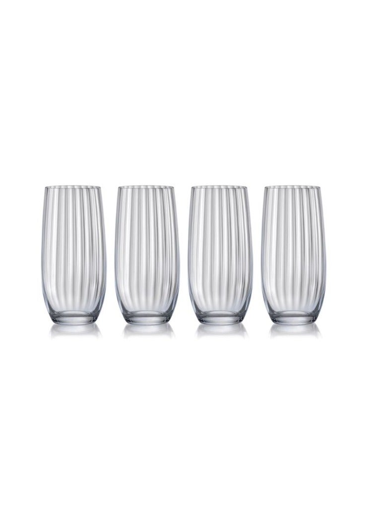 Crystalex Highball Tumbler Glass Waterfall 350ml, Crystalline (Pack of 4)