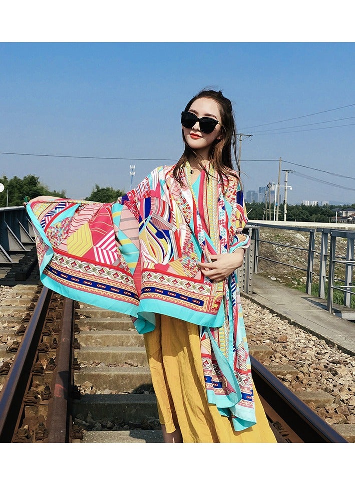 سيوسي وشاح حريري نسائي كبير الحجم وشاح حماية من أشعة الشمس وشاح حريري وظيفي رقيق - Image 1