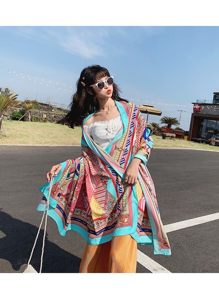 سيوسي وشاح حريري نسائي كبير الحجم وشاح حماية من أشعة الشمس وشاح حريري وظيفي رقيق - Image 2