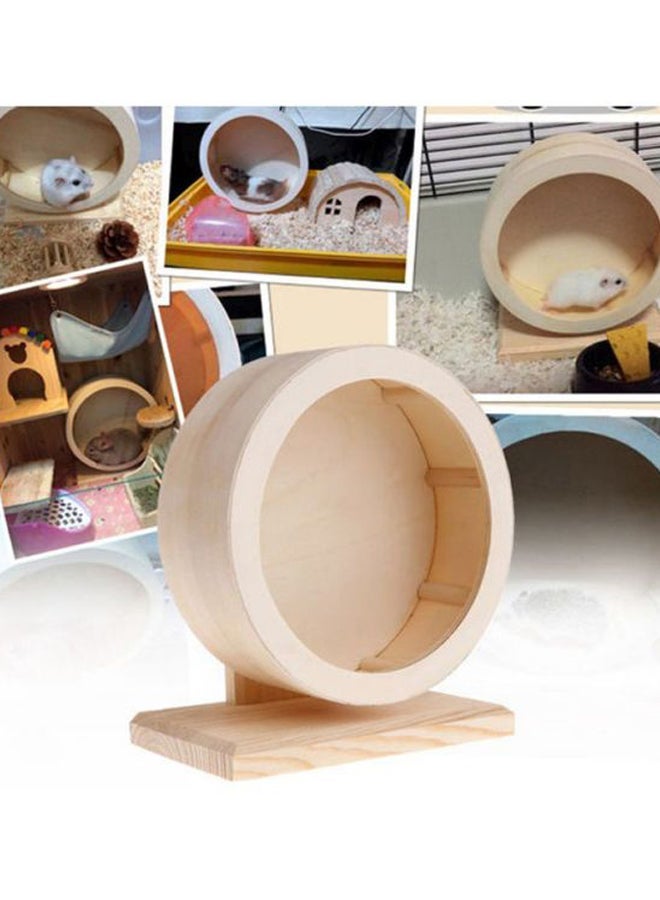 NIBEMINENT Wood Hamster Roller Pet Toy Beige - Image 4