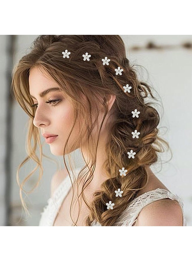 20 قطعة مشابك شعر صغيرة على شكل زهرة مرصعة بالماس الأبيض، إكسسوارات شعر زفاف وعروس للنساء والبنات، دبابيس شعر زهرية مزينة بالكريستال - Image 5