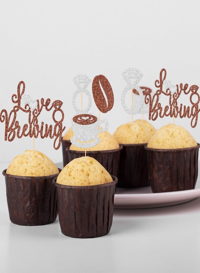 FOZEE Love is Brewing Bridal Shower Cupcake Topper, Coffee BridalShower Decorations, Coffee Themed Party Decorations, Love is Brewing Bridal Shower Party Decor, 24Pcs - Image 5