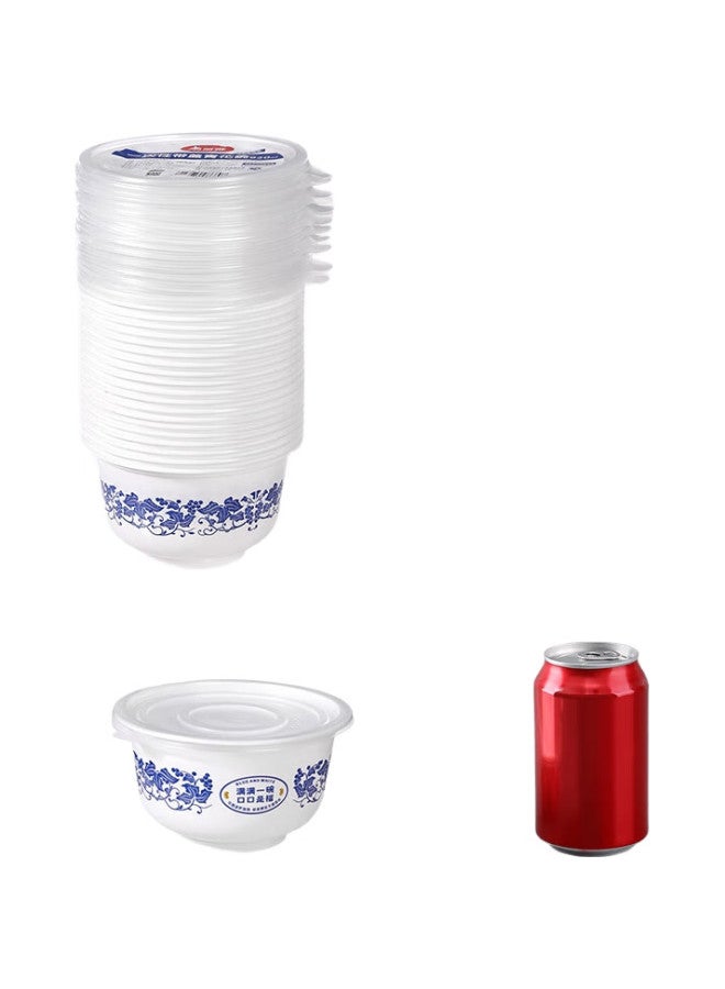 Maryya Meili Ya Disposable Bowls, Blue And White Rice Containers, 920Ml*20 Sets, Large Size With Lids, Food-Grade, Heat-Resistant, For Noodles, Picnics, And Takeout - Image 3