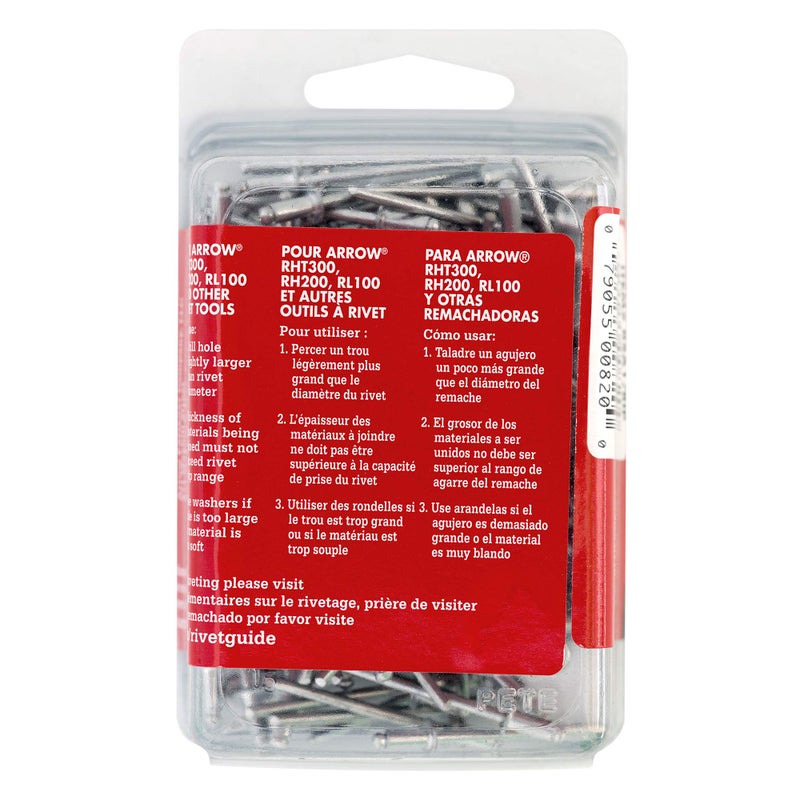 Arrow Fastener مسامير ريفيت أرو RSA1/8IP قصيرة من الألمنيوم 1/8 بوصة لإصلاح المعادن، الأقمشة، الجلد، والسيارات، عبوة 100 - Image 5