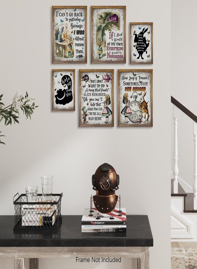 YUMKNOW Alice in Wonderland Wall Art Decor Print - Mad Hatter White Rabbit Cheshire Cat - Alice Inspirational Saying Quote Poster - Affirmation Gift for Women Teen Girl - Motivational Wall Art for Alice Fans - Image 4