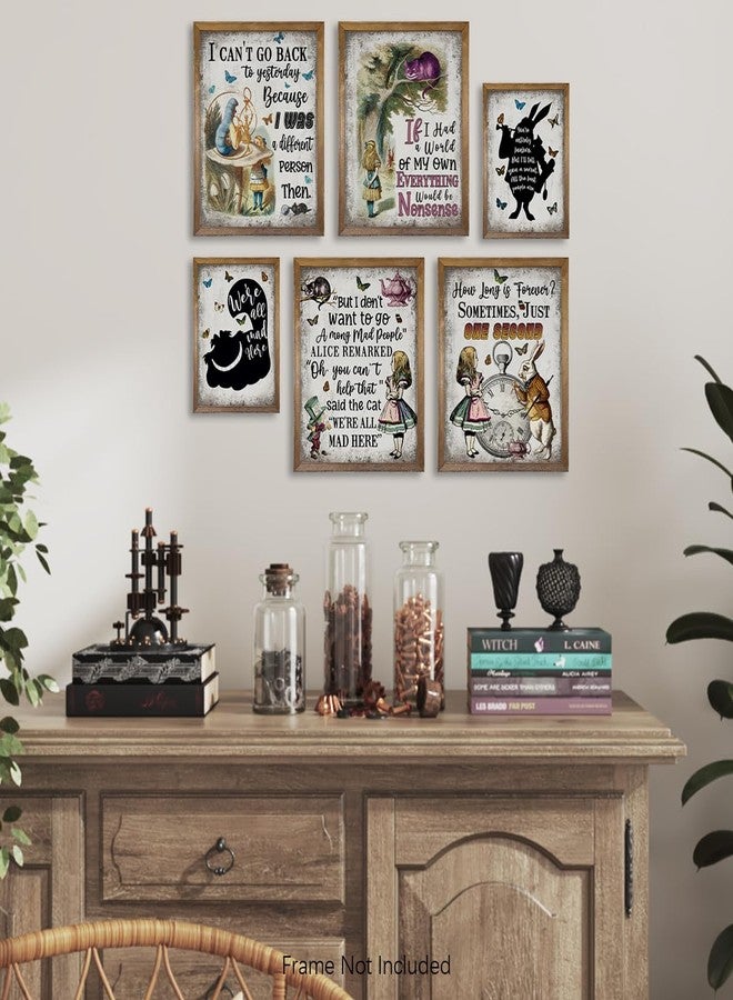 YUMKNOW Alice in Wonderland Wall Art Decor Print - Mad Hatter White Rabbit Cheshire Cat - Alice Inspirational Saying Quote Poster - Affirmation Gift for Women Teen Girl - Motivational Wall Art for Alice Fans - Image 3