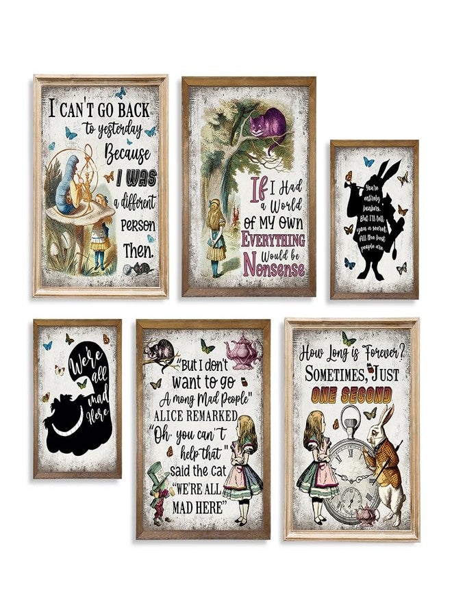 YUMKNOW Alice in Wonderland Wall Art Decor Print - Mad Hatter White Rabbit Cheshire Cat - Alice Inspirational Saying Quote Poster - Affirmation Gift for Women Teen Girl - Motivational Wall Art for Alice Fans - Image 1