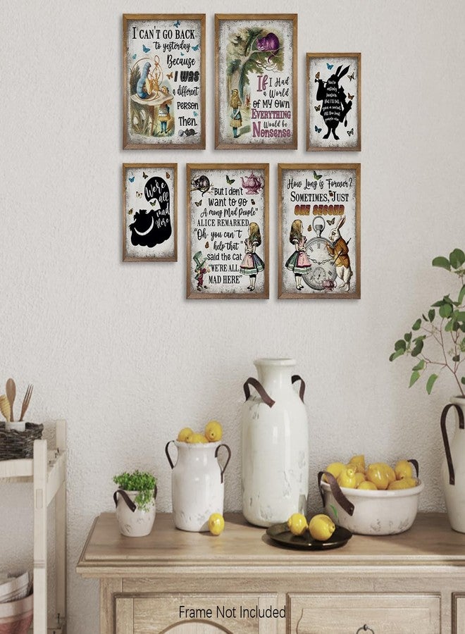 YUMKNOW Alice in Wonderland Wall Art Decor Print - Mad Hatter White Rabbit Cheshire Cat - Alice Inspirational Saying Quote Poster - Affirmation Gift for Women Teen Girl - Motivational Wall Art for Alice Fans - Image 5