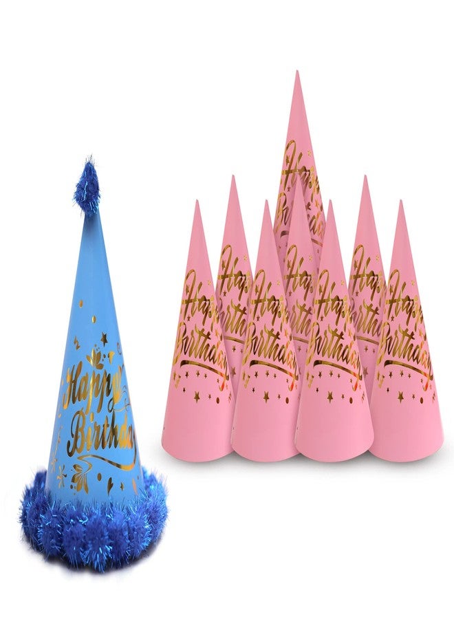 VMD, Happy Birthday Cap For Kids - Set of 9 Pcs Theme Caps | Birthday Decoration Items | Birthday Cap For Boy, Girls | Multicolor Caps For Kids | Birthday Cap For 1st Birthday Boy (5, PINK)