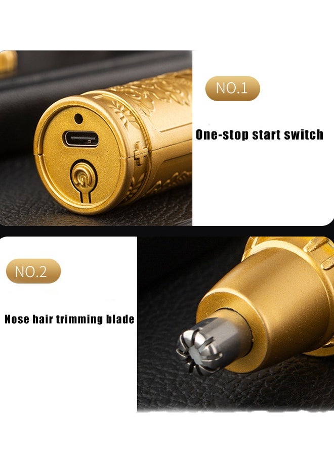 URINGO Portable Multifunctional Electric Nose Hair Trimmer USB Rechargeable Nose Hair Trimmer Unisex Nostril Removal Nose Hair Nose and Ear Trimmer with LCD Display Gold  - Image 4