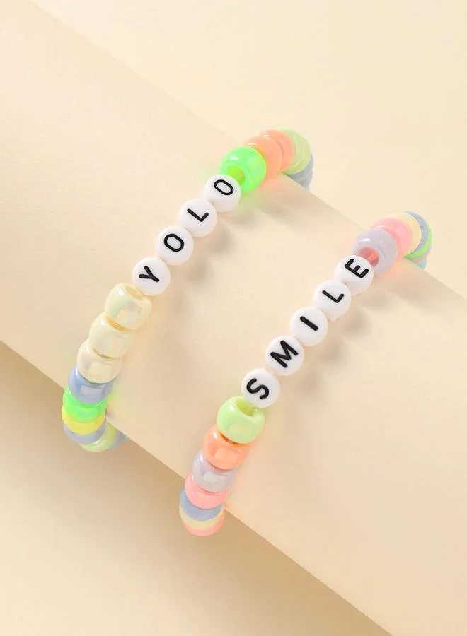 Pack of 2 - Multi-Color Pastel Beaded Bracelets