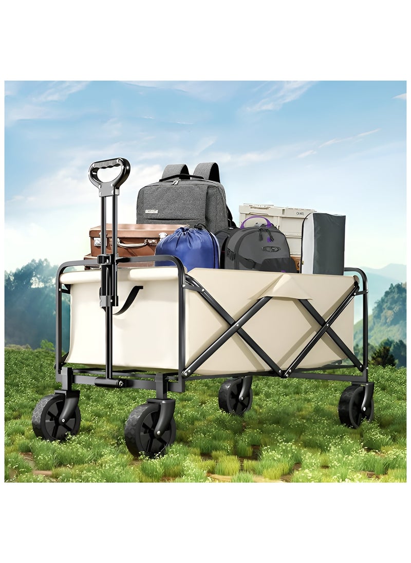HEXAR - Collapsible Folding Outdoor Multi-Functional Utility Wagon, Beach Cart Large Capacity, Garden Cart with Adjustable Handle Folding Trolley Outdoor Camping with Storage Basket - Image 1