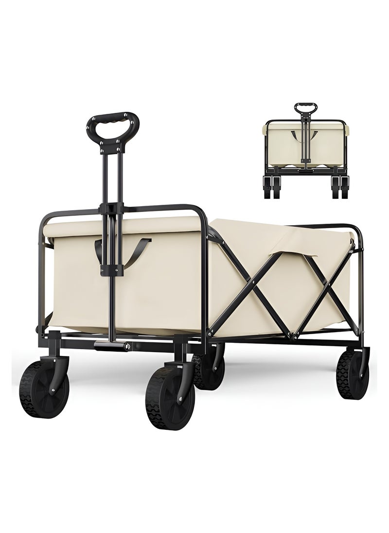 HEXAR - Collapsible Folding Outdoor Multi-Functional Utility Wagon, Beach Cart Large Capacity, Garden Cart with Adjustable Handle Folding Trolley Outdoor Camping with Storage Basket - Image 1