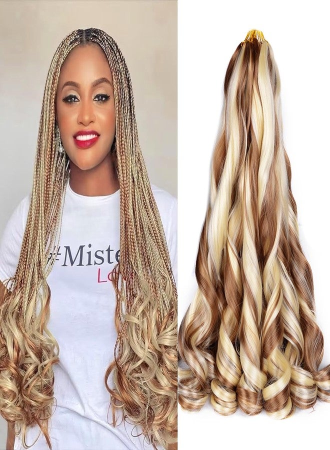 Luoyudu French Curly Braiding Hair for Box Braids,30/613 Loose Wave Braiding Hair 8 Packs 24 Inch 75g/Pack Spanish Curly Synthetic Spiral Curl Braiding Hair Extensions (24 Inch,8 Packs,30/613) - Image 1