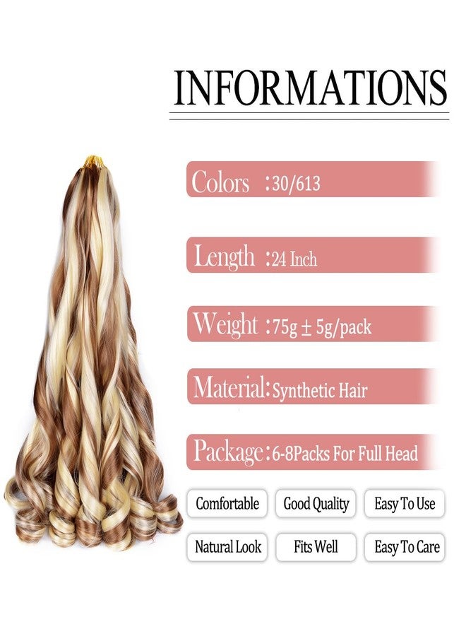 Luoyudu French Curly Braiding Hair for Box Braids,30/613 Loose Wave Braiding Hair 8 Packs 24 Inch 75g/Pack Spanish Curly Synthetic Spiral Curl Braiding Hair Extensions (24 Inch,8 Packs,30/613) - Image 2