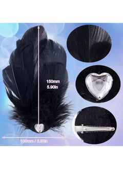 ANCIRS 4 Pack Feather Hair Clips For Women Flywing Shape Hair Barrettes Accessory Hairpins 1920S Flapper Headpiece Hair Piece For Swan Lake Cosplay Show Dancing Party Halloween Costume Black  - Image 2