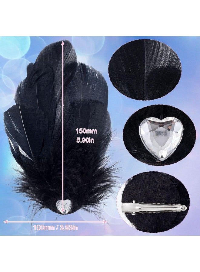 ANCIRS 4 Pack Feather Hair Clips For Women Flywing Shape Hair Barrettes Accessory Hairpins 1920S Flapper Headpiece Hair Piece For Swan Lake Cosplay Show Dancing Party Halloween Costume Black - Image 2