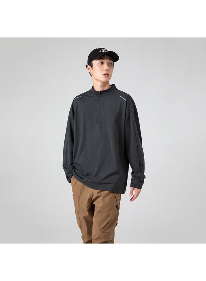 Izexx Fashion Brand Outdoor Sports Quick-drying Long-sleeved T-shirt Men's Half-pull Breathable Sweat-wicking Lightweight Base Couple's Long-sleeved Shirt - Image 1