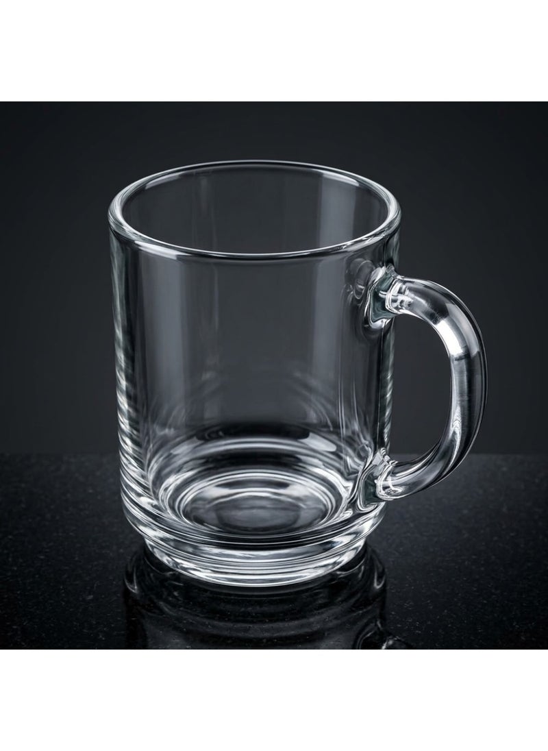 Blinkmax Set of 6 Heat Resistant Glass Mugs, Transparent Cups for Hot Drinks and Coffee, Comfortable Handle for Home and Office - Image 5