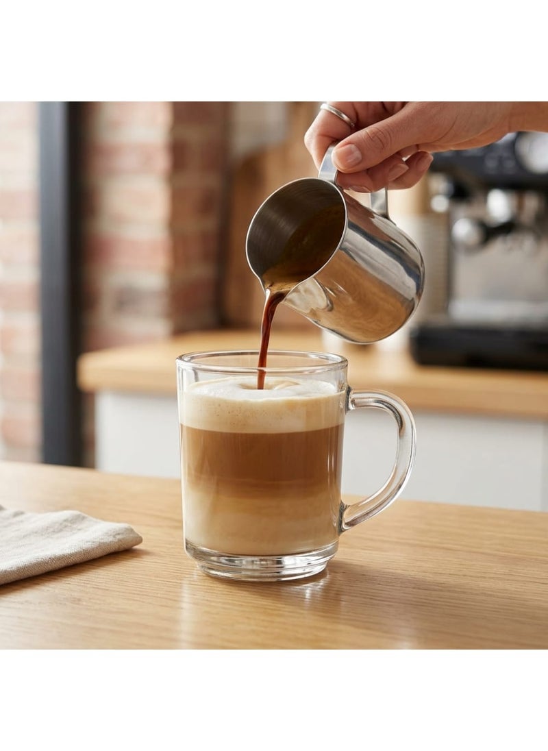 Blinkmax Set of 6 Heat Resistant Glass Mugs, Transparent Cups for Hot Drinks and Coffee, Comfortable Handle for Home and Office - Image 4