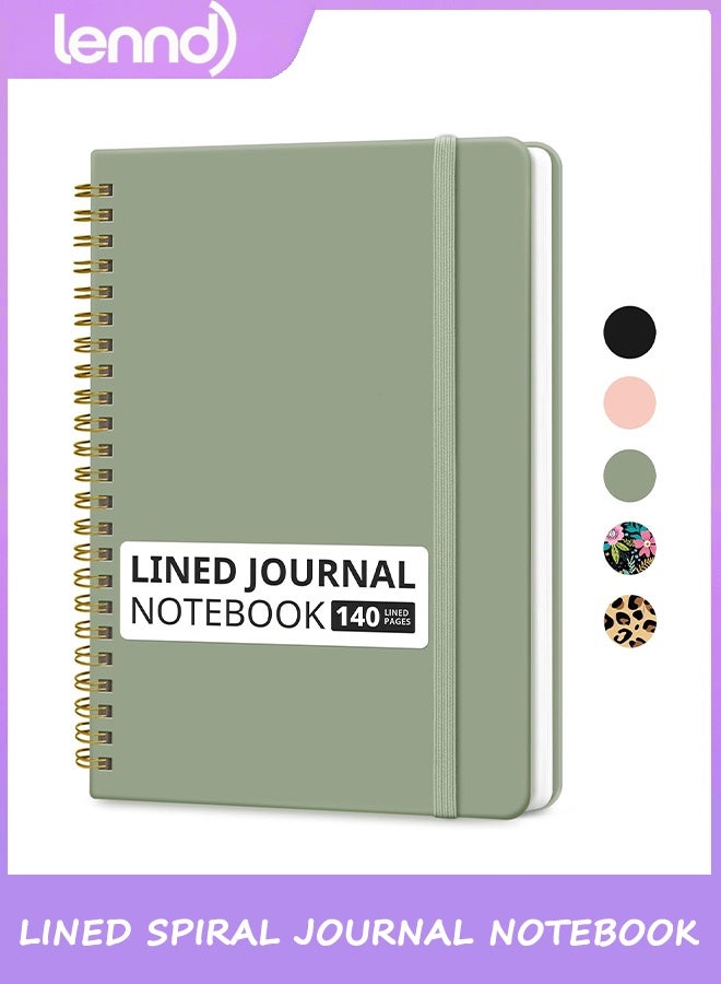 LENND Lined Spiral Journal Notebook for Women & Men, 140 Pages, College Ruled Hardcover Notebook for Work & Note Taking, Journals for Writing, A5(15x20cm) - Green - Image 1