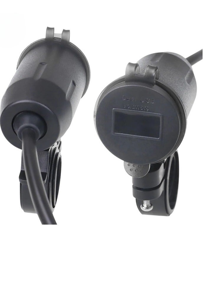 AROAQ Motorcycle USB Charger, Dual USB QC3.0 LED Voltmeter Display USB Charger, Waterproof Fast Power Motorcycle Handlebar Adapter Charger, Durable USB Cell Phone Charger For Motorbike, (Green Display) - Image 3