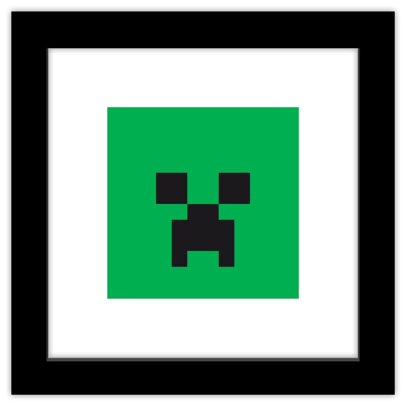 Trends International Gallery Pops Minecraft Iconic Pixels  Mobs  Creeper Wall Art Black Framed Version 12 x 12