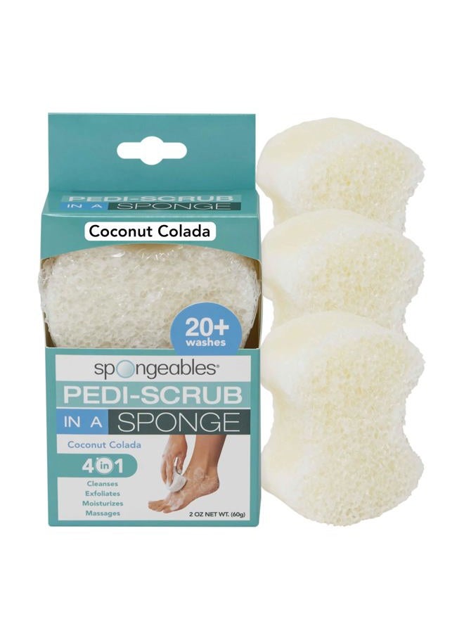 spongeables Spongables Pedi Scrub Foot Exfoliating 20+ Wash Sponge, Coconut Colada, 3 Count - Image 1