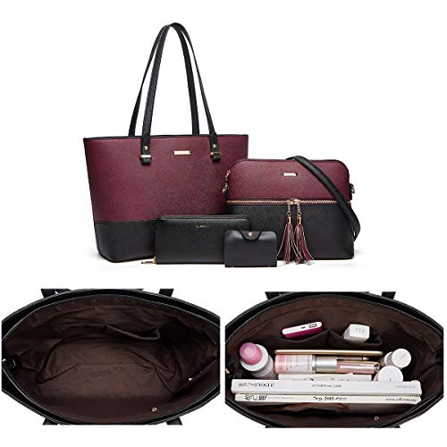 YTL Women Fashion Handbags Wallet Tote Bag Shoulder Bag Top Handle Satchel Purse Set 4pcs - Image 5
