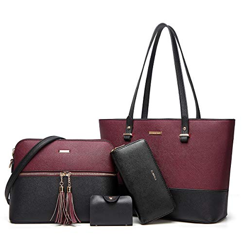 YTL Women Fashion Handbags Wallet Tote Bag Shoulder Bag Top Handle Satchel Purse Set 4pcs - Image 1