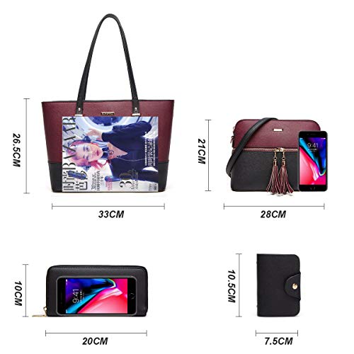 YTL Women Fashion Handbags Wallet Tote Bag Shoulder Bag Top Handle Satchel Purse Set 4pcs - Image 4