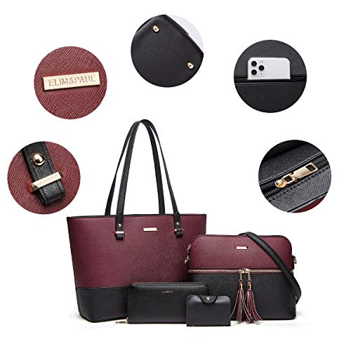 YTL Women Fashion Handbags Wallet Tote Bag Shoulder Bag Top Handle Satchel Purse Set 4pcs - Image 3