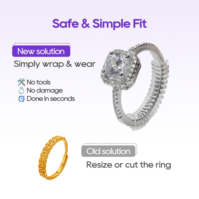 Yaogniy 12-Pack Ring Sizer for Loose Rings, 4 Sizes Invisible Ring Size Adjuster, Spiral Bands Size Resizer, Clear TPU Rings Guards for Women Men, No Cut Comfortable Band Tightener Fits 2-6mm Bands - Image 5