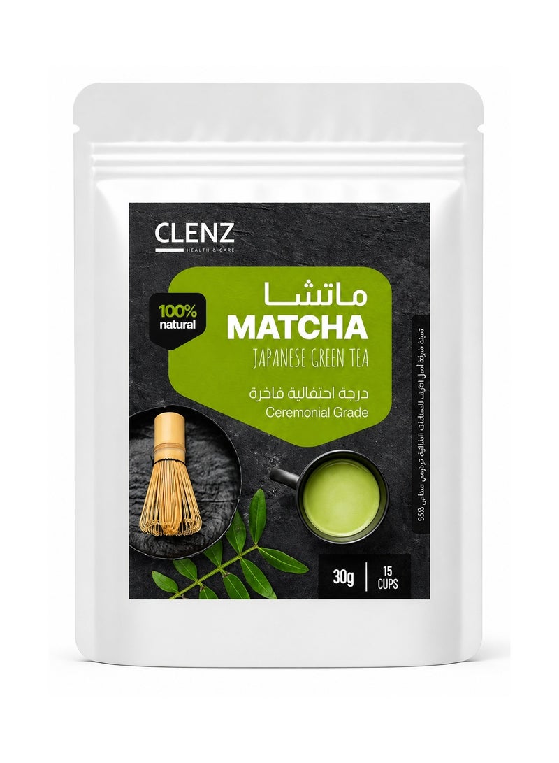 CLENZ Matcha Japanese Green Tea - Ceremonial Grade - 30g - Image 1