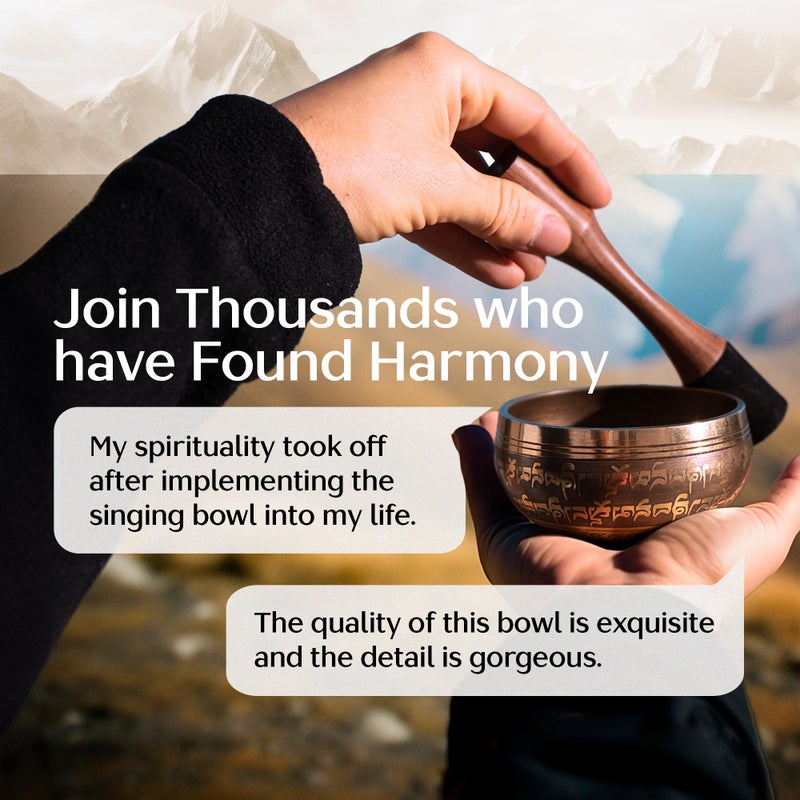 Silent Mind Handmade Tibetan Etched Singing Bowl Set with Case â€“ Meditation Bowl & Sound Bowl with Cushion, Mallet & Guide â€“ Portable Meditation Kit â€“ Therapeutic Sound Devices â€“ Yoga Accessories for Relaxation - Image 3