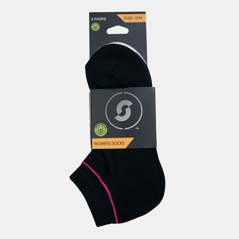 Sun and Sand Sports Women's Half-Cushioned Ankle Socks (3 Pack) - S/M