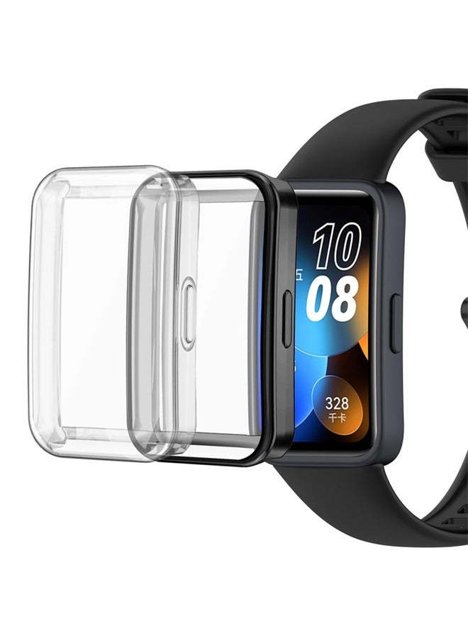 [2 Pack] Sceen Protector Case Cover Compatible with Huawei Band 8/Band 9 , All-Around Soft TPU Protective Case Cover Bumper Frame (Black+Clear) - Image 1