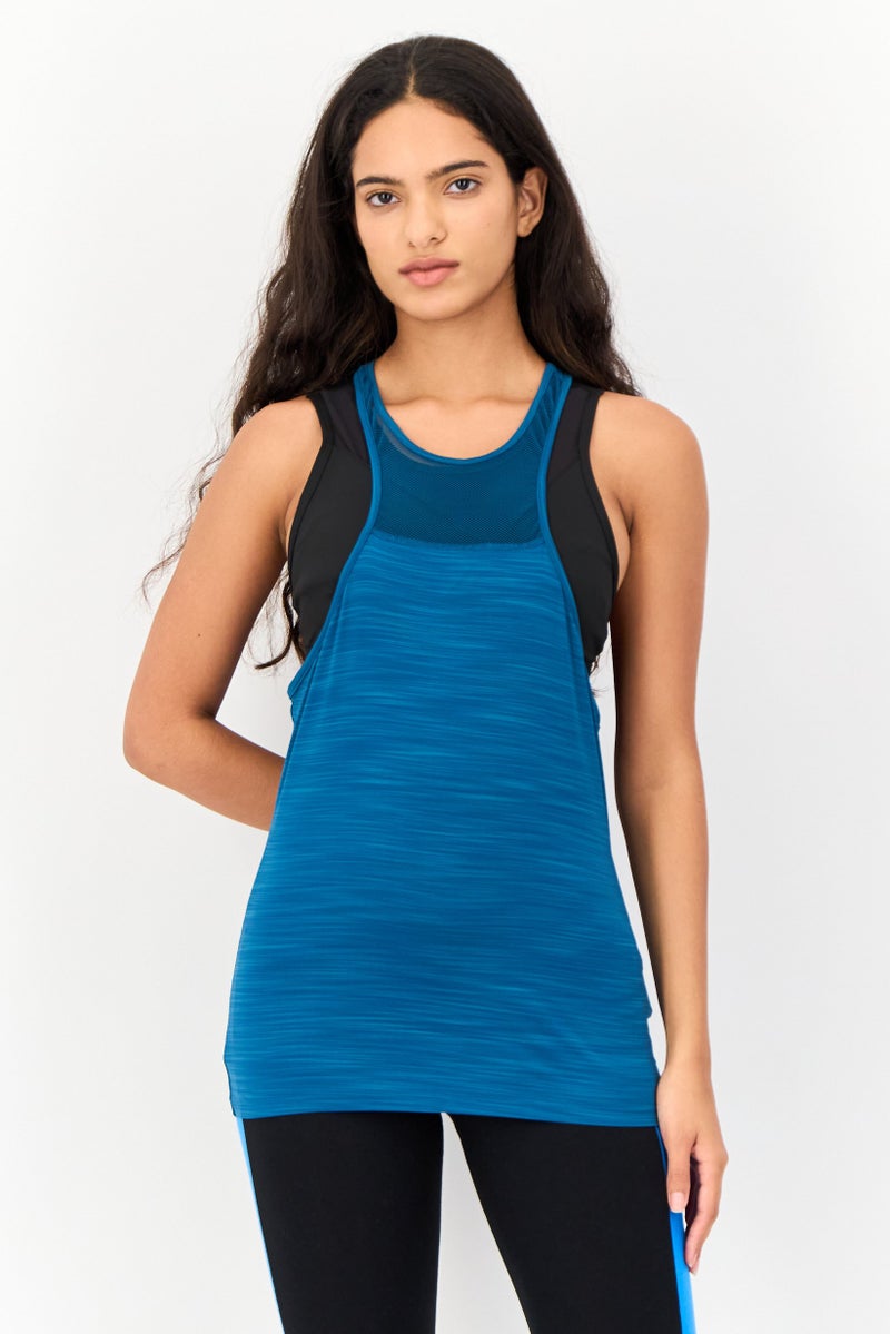 Reebok تي شيرت تدريب بلا أكمام للنساء، أزرق فيروزي - Image 1