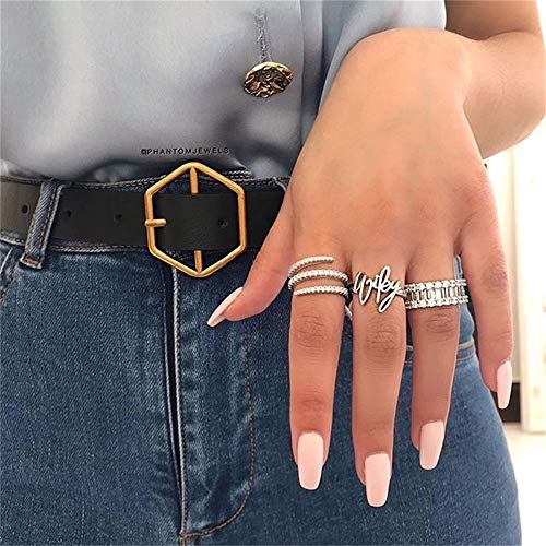 AZQ 925 Sterling Silver Shiny Full Diamond Ring Three Rows Cubic Zirconia Cocktail Rings CZ Diamond Multi Row Ring Eternity Engagement Wedding Band Ring for women TZ.35 (US Code 7) - Image 4