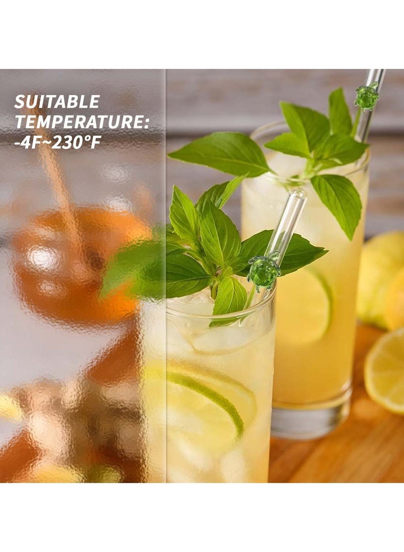 Reusable Glass Straws Set of 4 with Turtle Decoration – Eco-Friendly Drinking Straws with Cleaning Brush – Perfect for Cold Drinks, Cocktails, and Smoothies - Image 5