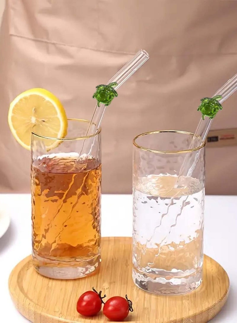 Reusable Glass Straws Set of 4 with Turtle Decoration – Eco-Friendly Drinking Straws with Cleaning Brush – Perfect for Cold Drinks, Cocktails, and Smoothies - Image 4