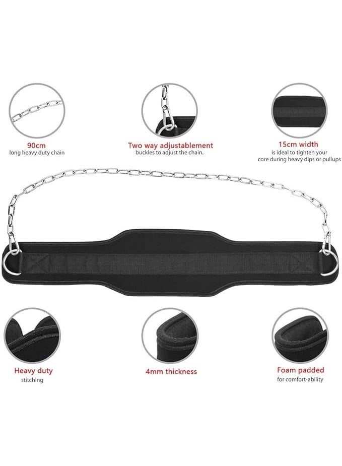 Lifting Belt Weight Half Length Power Lifting Dipping Belt Weight Belt Sports Barbell Fitness Exercise with Chain Fitness Equipment Double Loop - Image 3