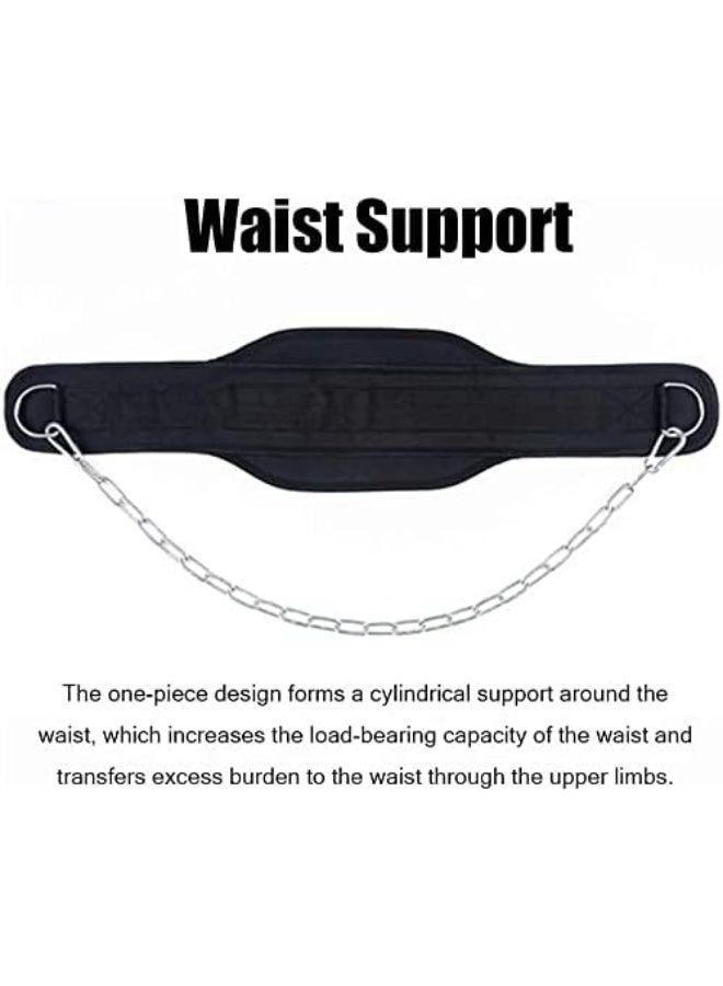 Lifting Belt Weight Half Length Power Lifting Dipping Belt Weight Belt Sports Barbell Fitness Exercise with Chain Fitness Equipment Double Loop - Image 2