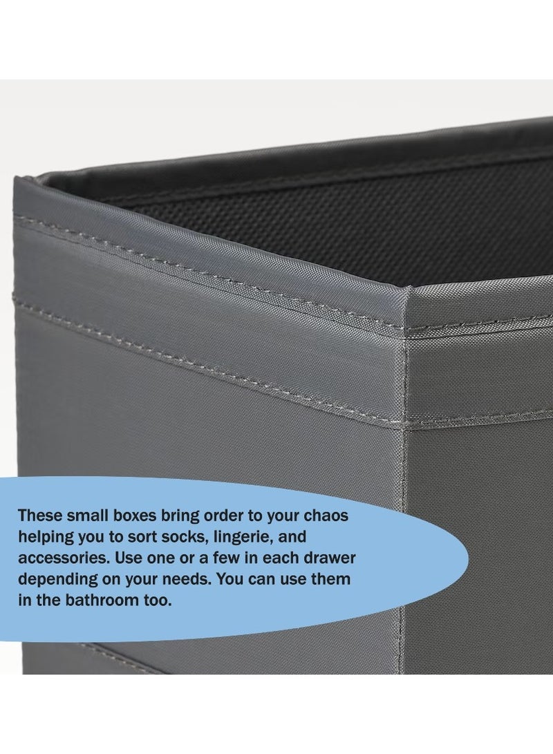 Drawer Storage Organizer Box Bin Polyester Fabric and Polypropylene Plastic Dark Grey (6 Piece)  - Image 3