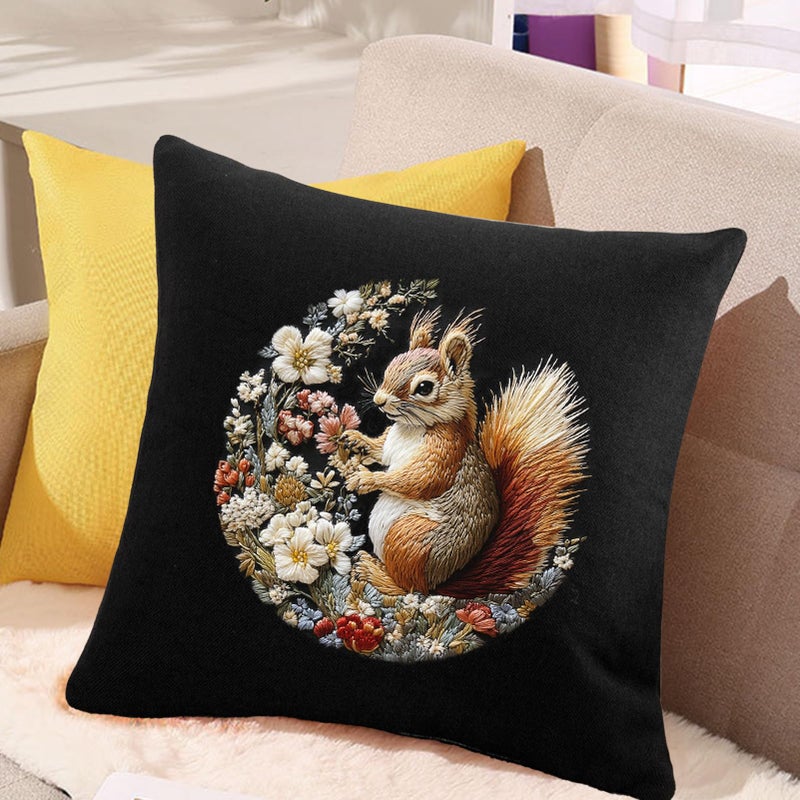 FONNUY Funny Squirrel Floral Embroidery Kit, Cross Stitch Kits for Beginners, Handmade Crafts with Printed Patterns for Beginner Adults, Easy to Follow Color Thread Needlework, 8'' Hoop (Clever) - Image 4