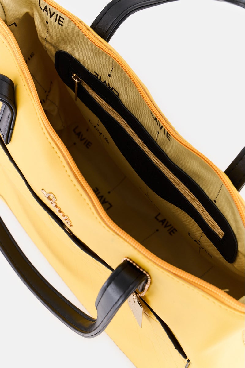 Lavie Women Brand Logo Lit Module Tote Bag, Ochre Yellow - Image 3