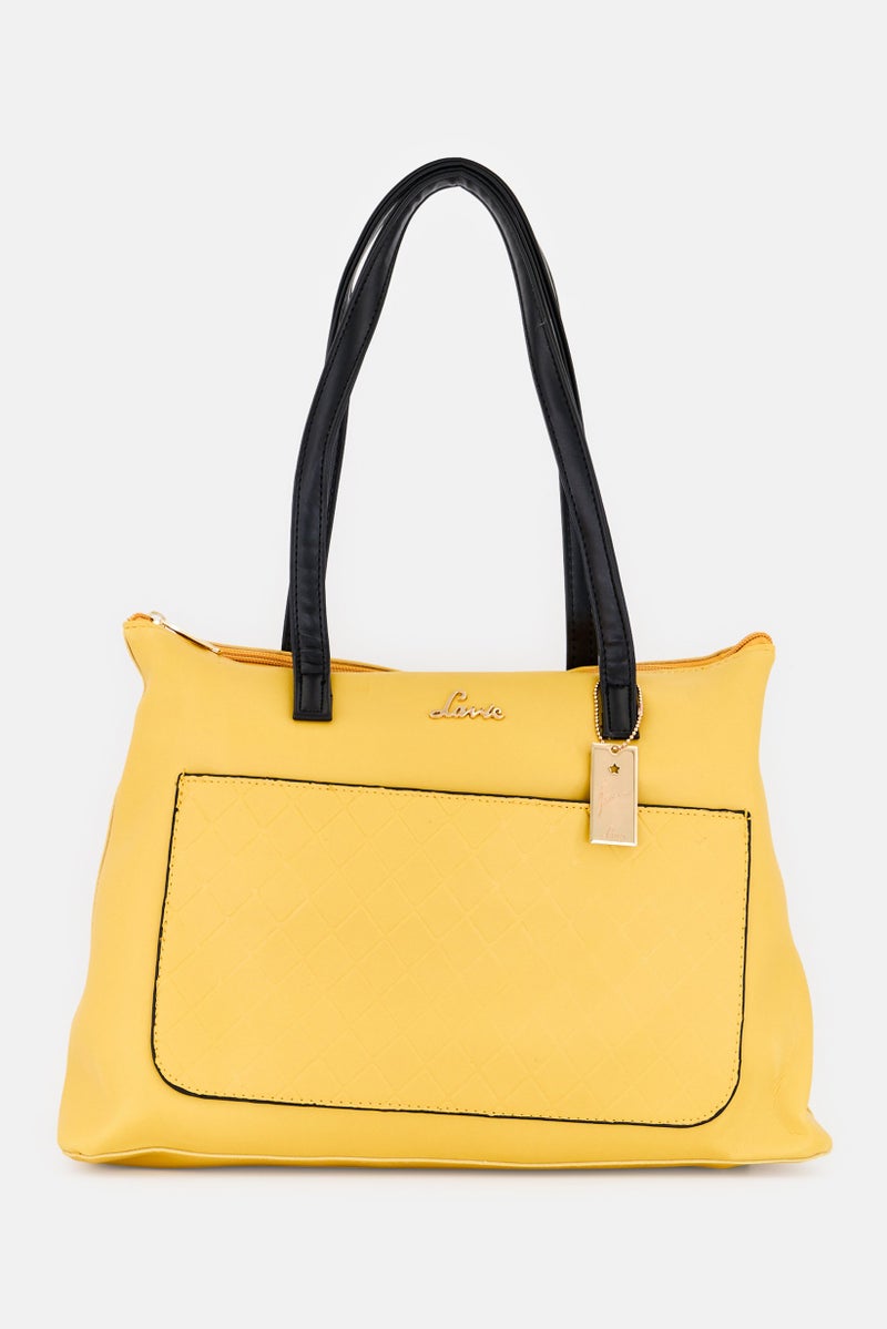 Lavie Women Brand Logo Lit Module Tote Bag, Ochre Yellow - Image 1