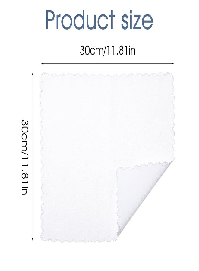 Dimeho 5 Pcs Handkerchiefs Cotton Scalloped Hankies for Men Women Pocket Square Towel White Suit Handkerchief Soft Hankies for Wedding Party Christmas Father's Day Gifts (11 Inches, White) - Image 2